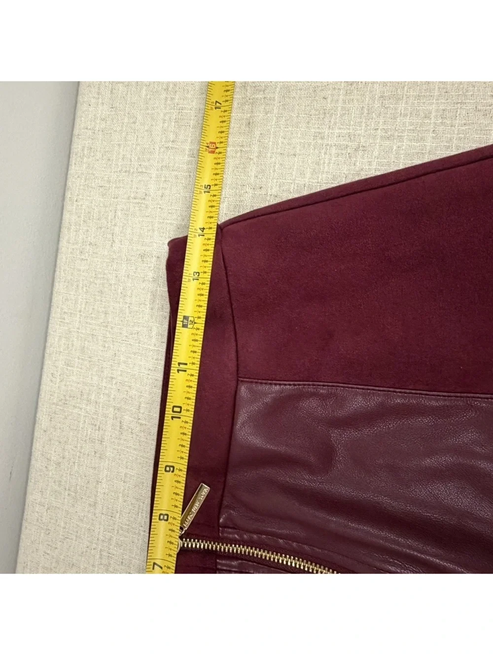 Marc New York Burgundy Faux Suede Leather Zip Front Mini Skirt XS